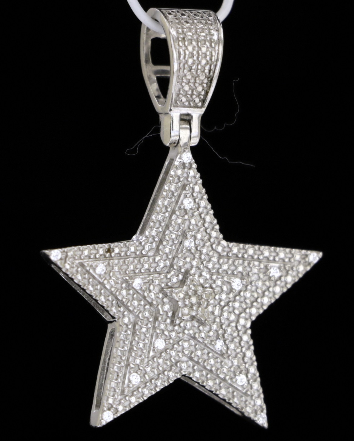 925 Ster. Silver STAR Pendant + CZ 30 x 22 mm 2.8 gr #1492
