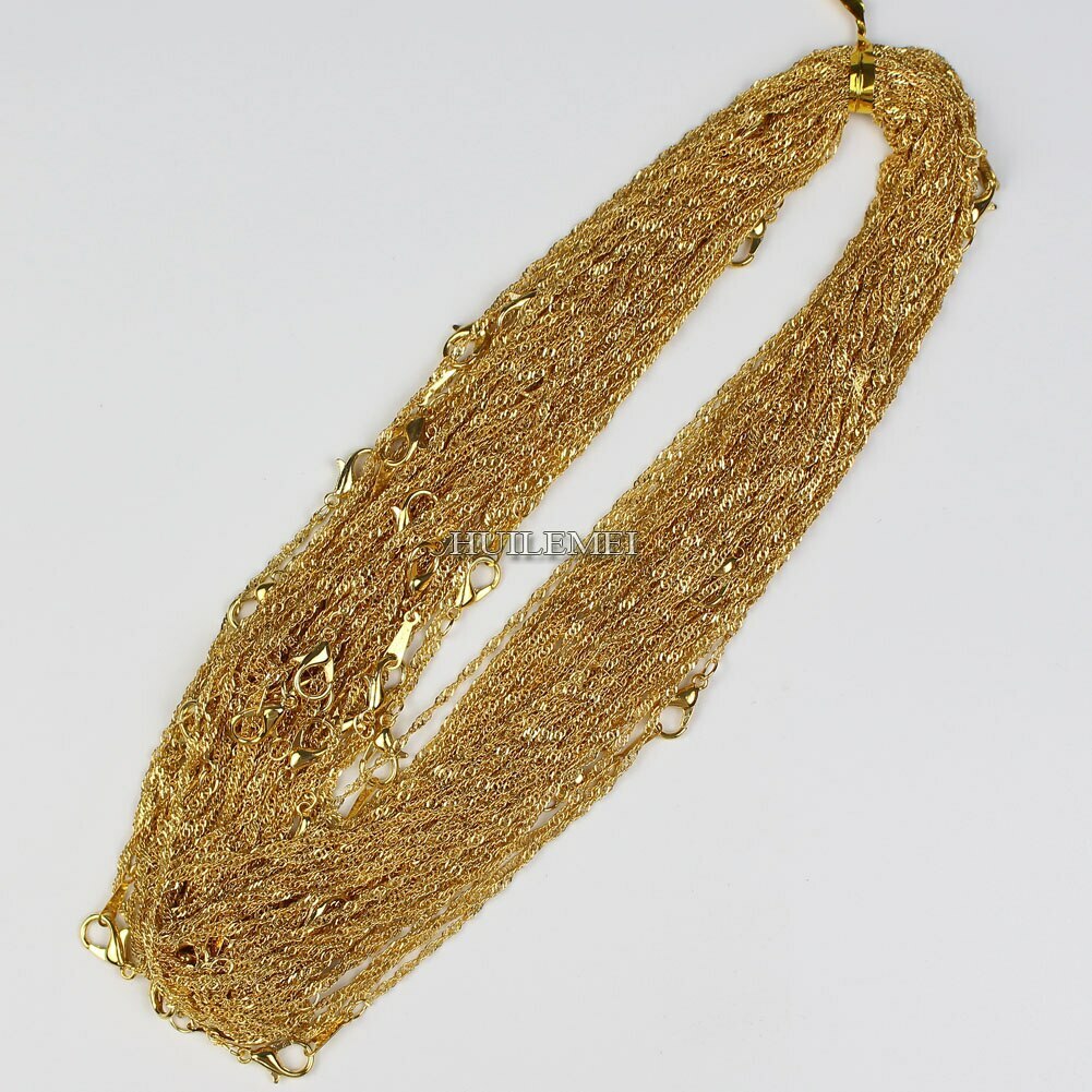 10pcs Silver/Gold Color 2mm Water Wave Necklace Chains for Women 16″ 18″ 20″ 24″