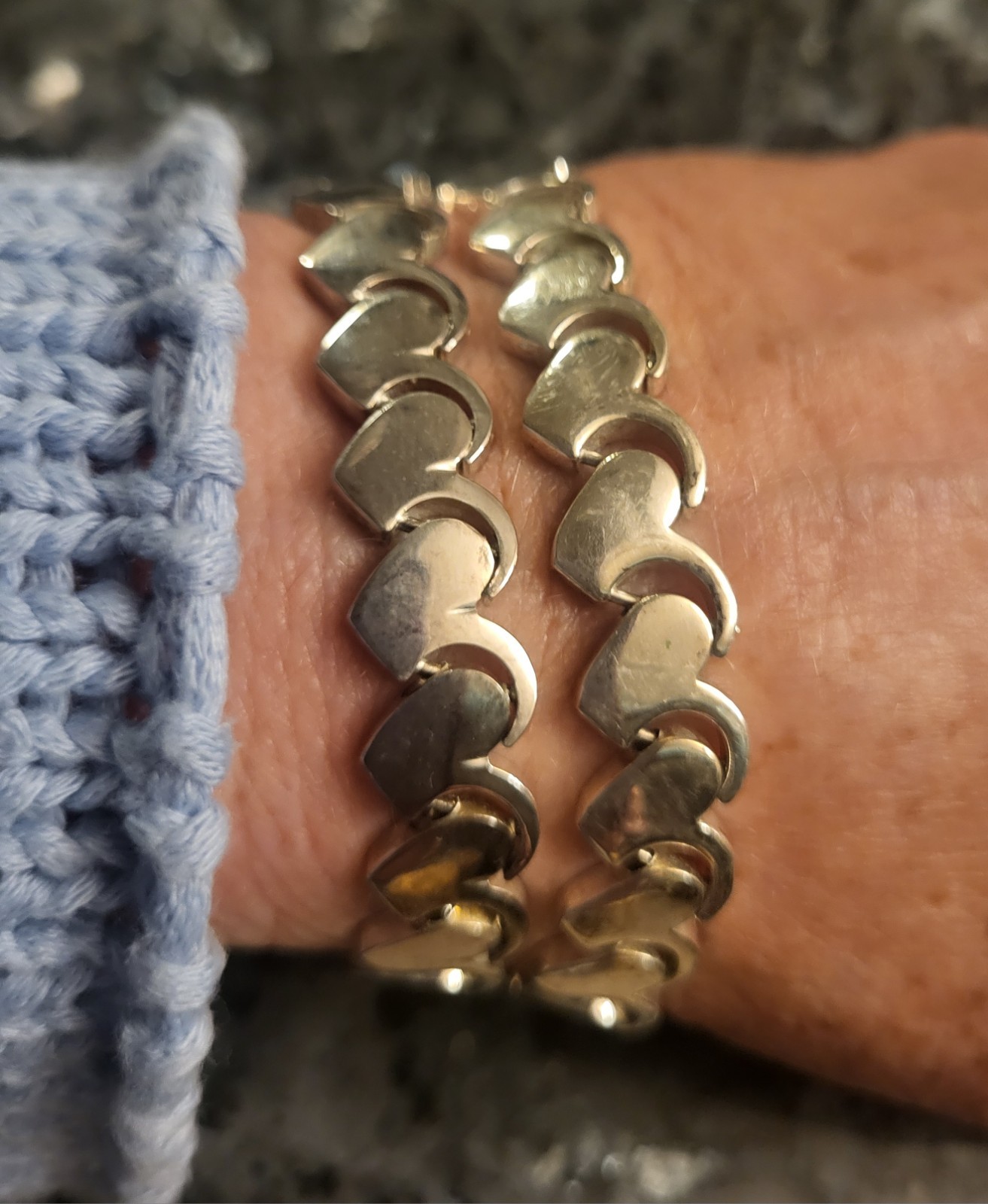 2 Vintage Silver Plated Rhodium Finish Loving Heart Bracelets Choker Friendship