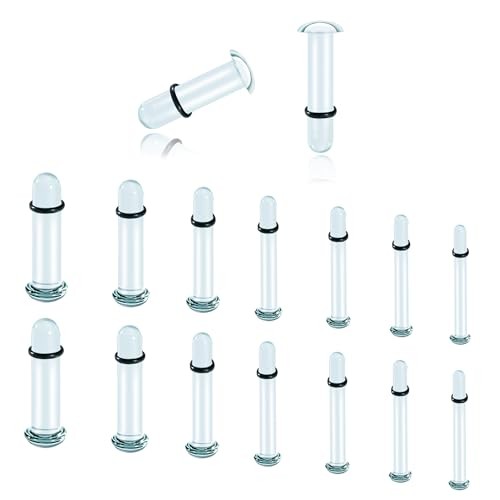 Glass Ear Stretching Kit 0.5mm Increment Gauges 1.2mm-4mm (16g-6g) Transparent