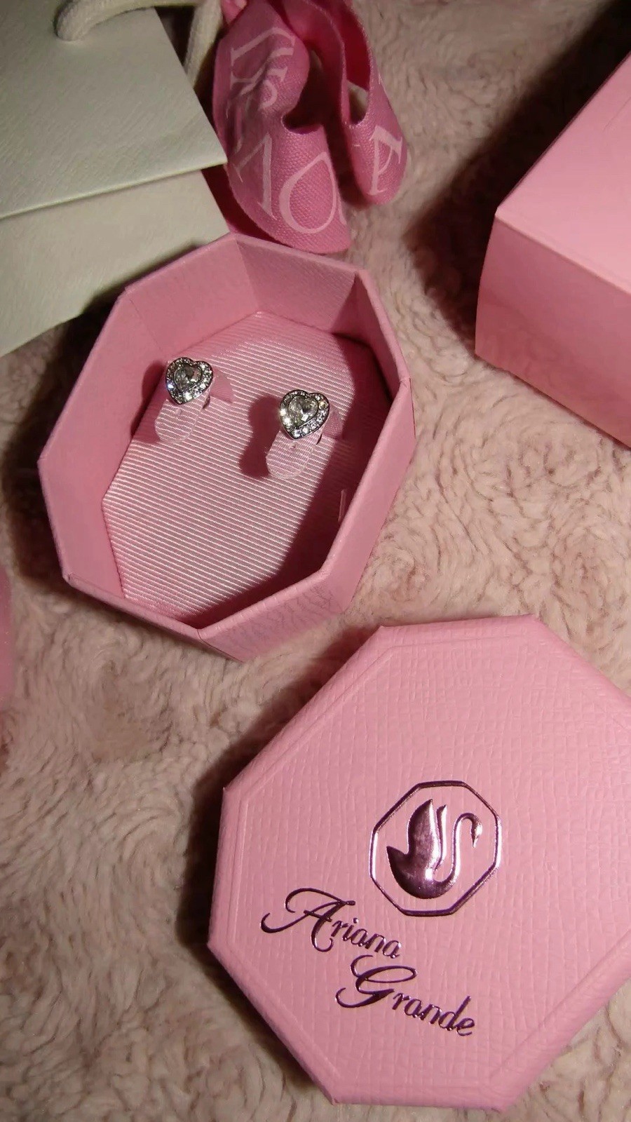 Ariana Grande Silver-Tone Clear Crystal Round Stud Earrings, Butterfly Back