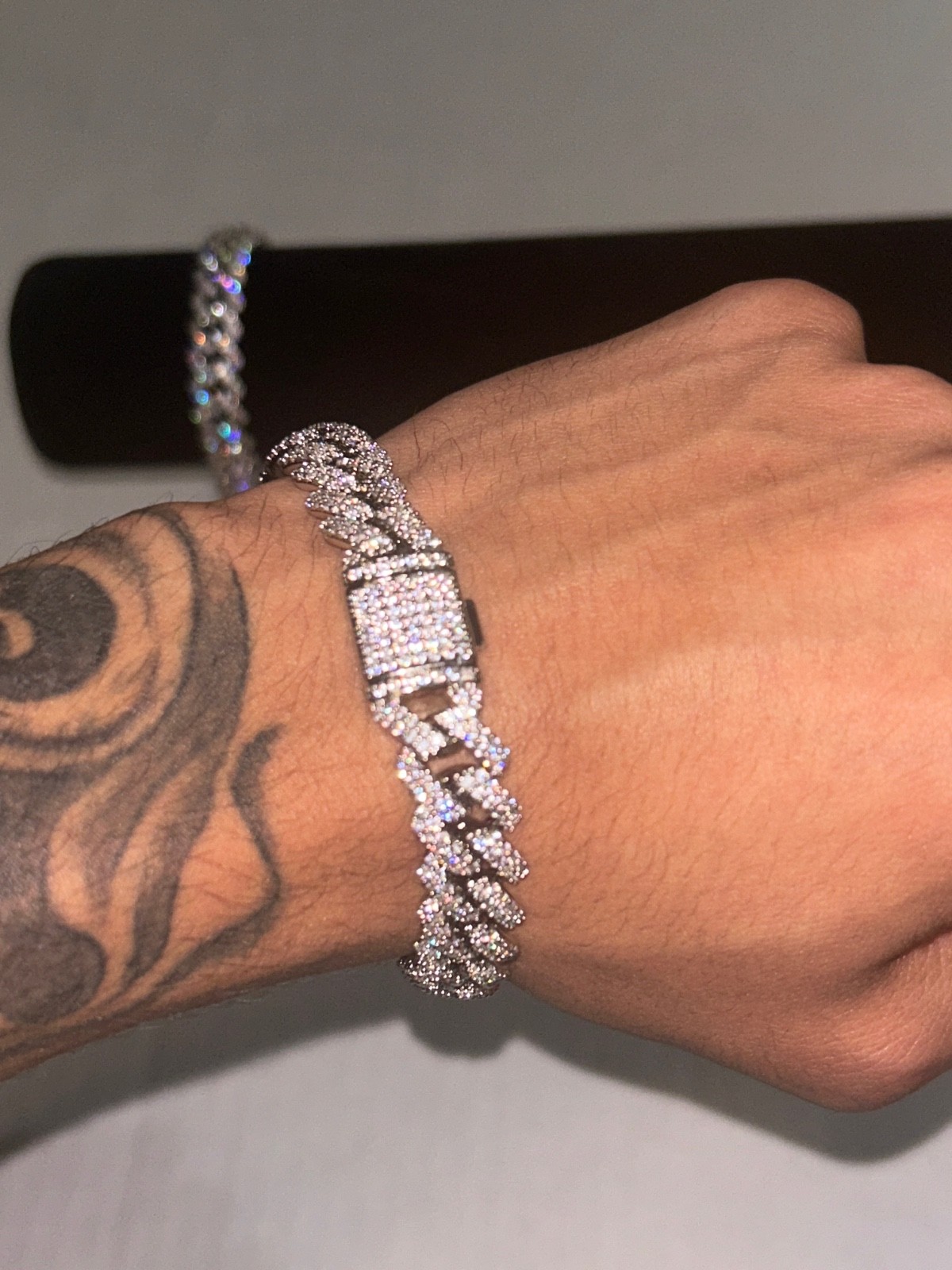 MOISSANITE 8” Real Miami Cuban Link Prong Bracelet Iced Silver 12mm