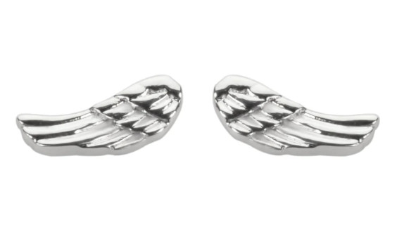 Ladies Post Earrings Stainless Steel Small Angel Wing 40
