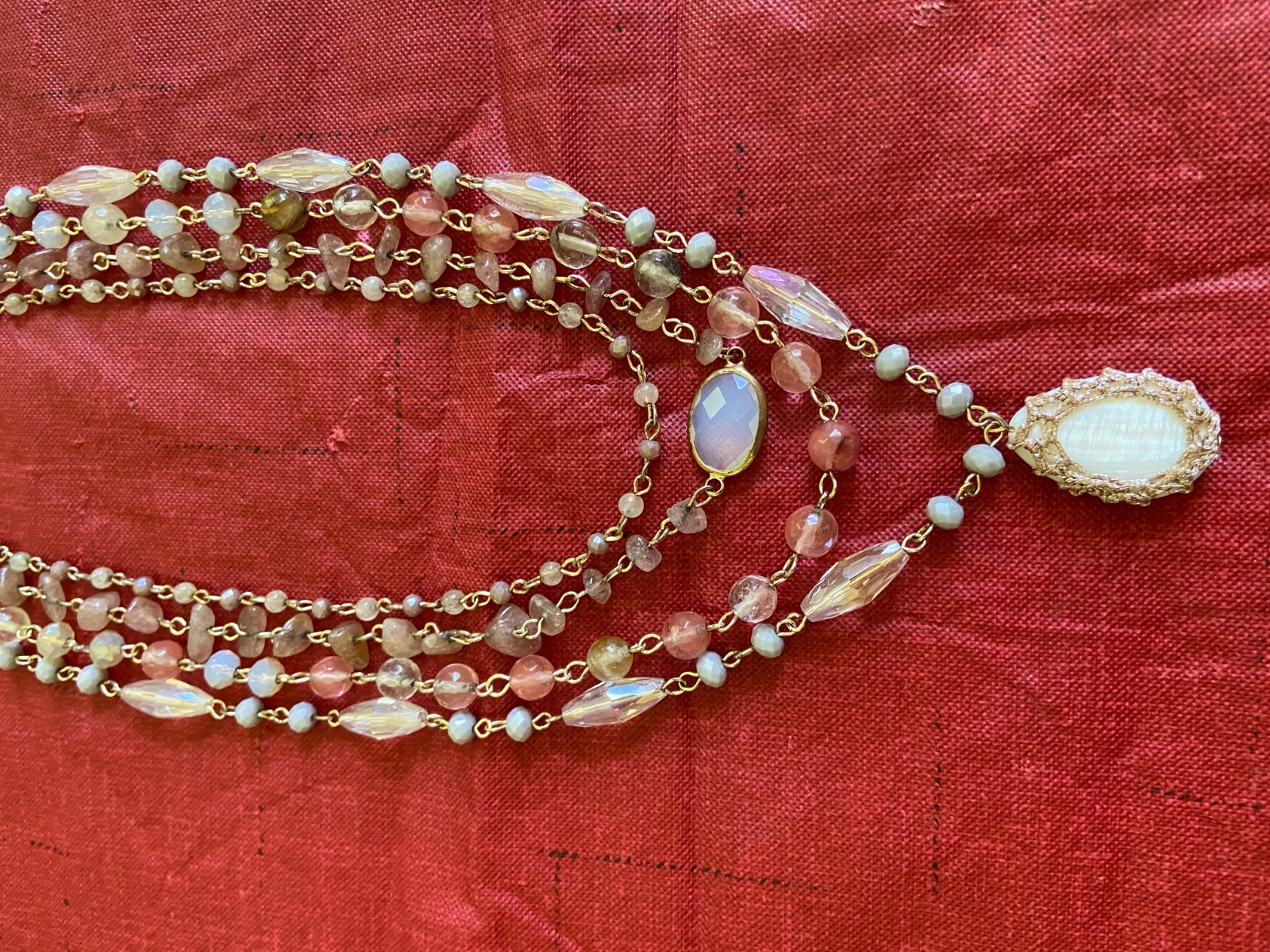 Layered Multi-Chain Beaded Necklace