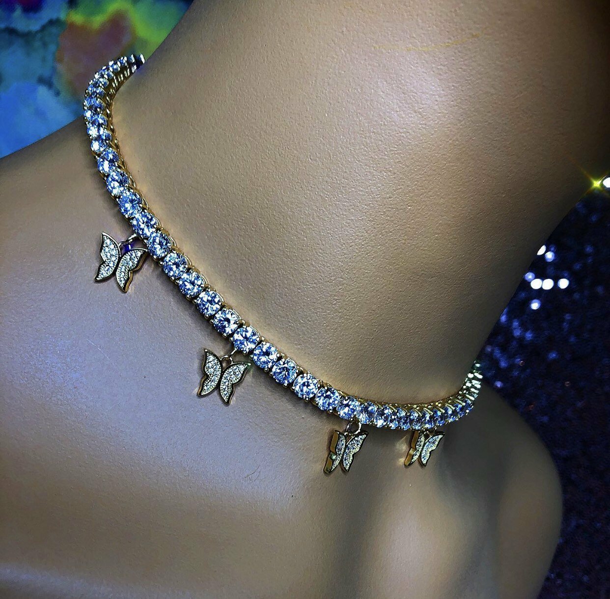 2 piece SET cuban butterfly tennis choker