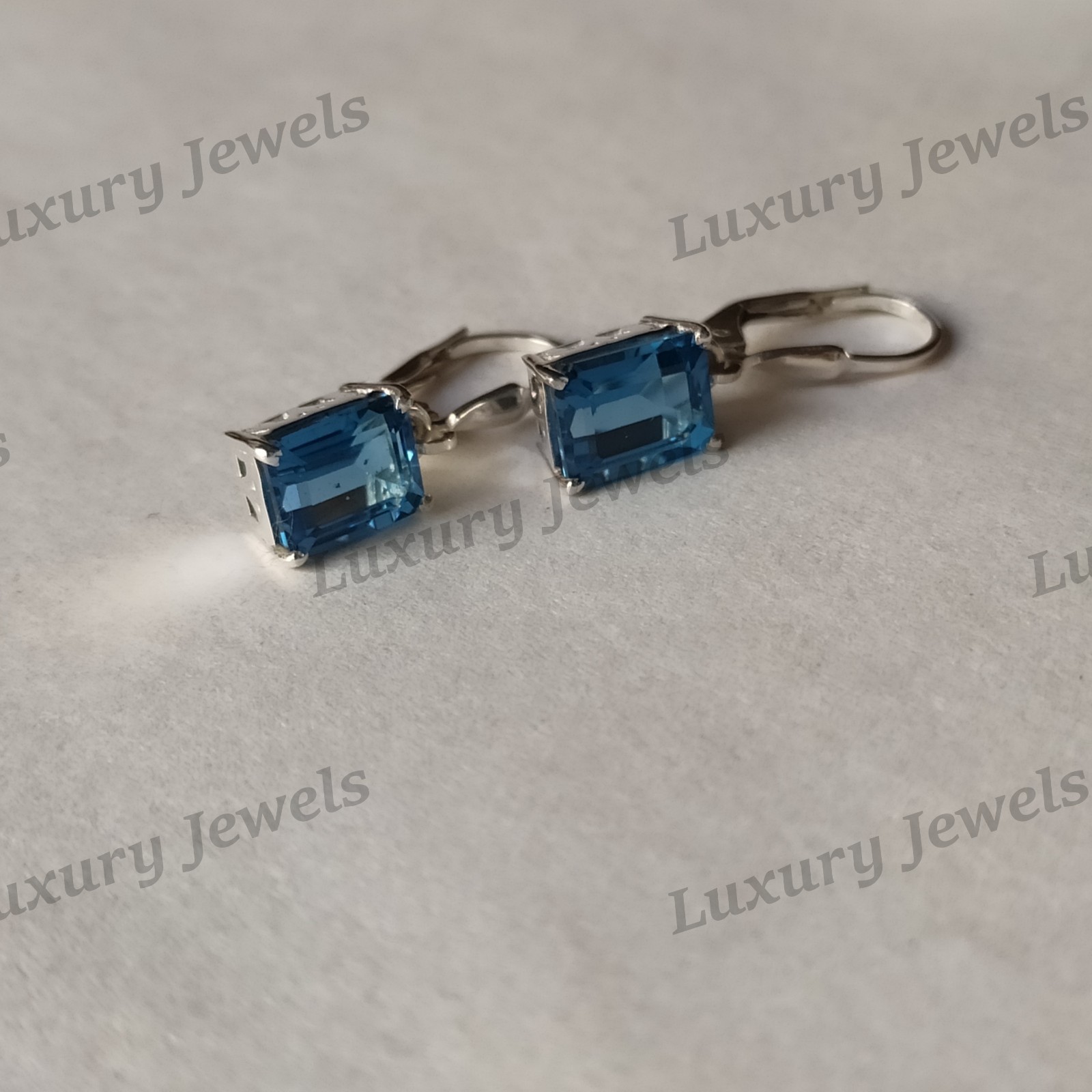 Natural Swiss Blue Topaz Sterling Silver Earrings Handmade Fine Jewelry Gift
