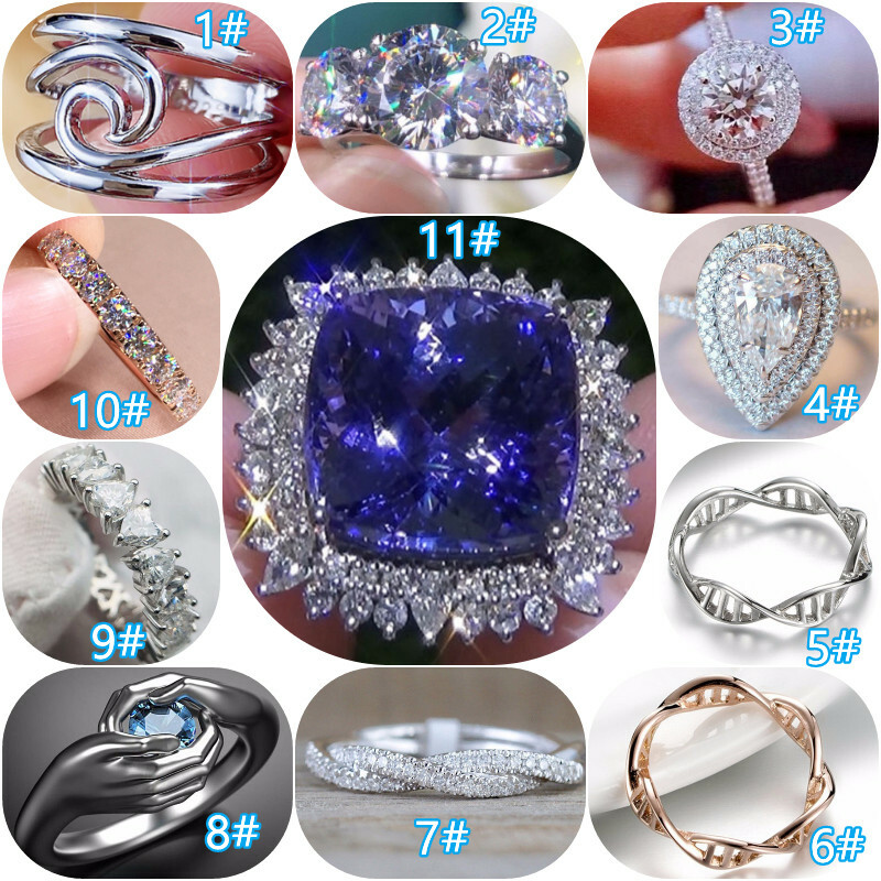 925 Silver,Rose Gold Rings Charm Jewelry Cubic Zircon Wedding Rings Sz 6-10