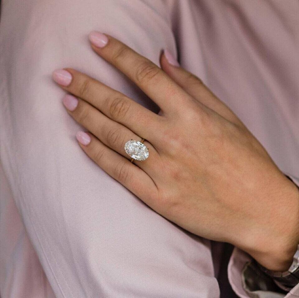 3.00Ct Oval Lab Created Diamond Solitaire Engagement Ring 14K Yellow Gold Plated