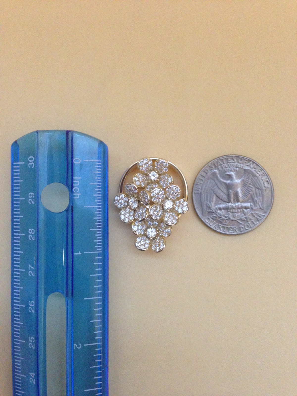 $595 Cubic Zerconia Yellow Flowers Pendant/Ring by Maya Caroleena