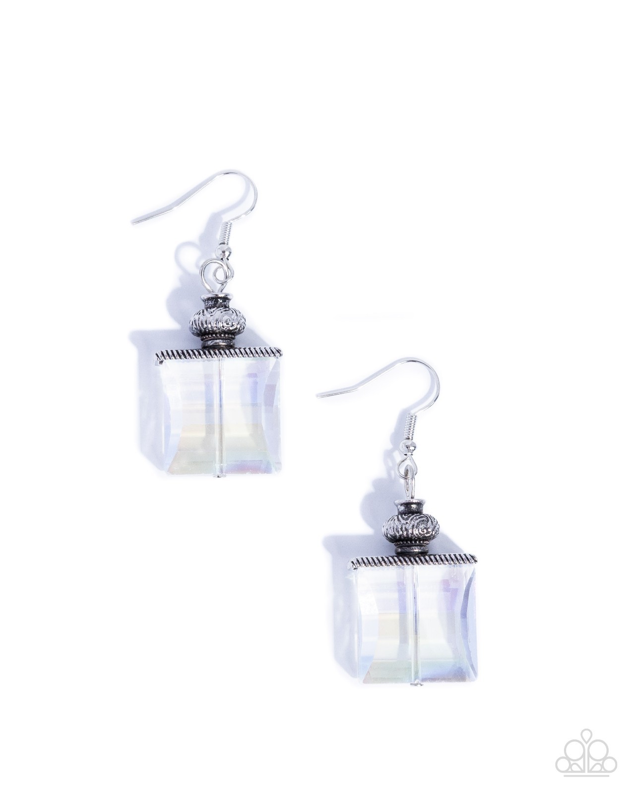 Paparazzi Polished Perfume – White -Transparent Acrylic Perfume Bottle – Earring