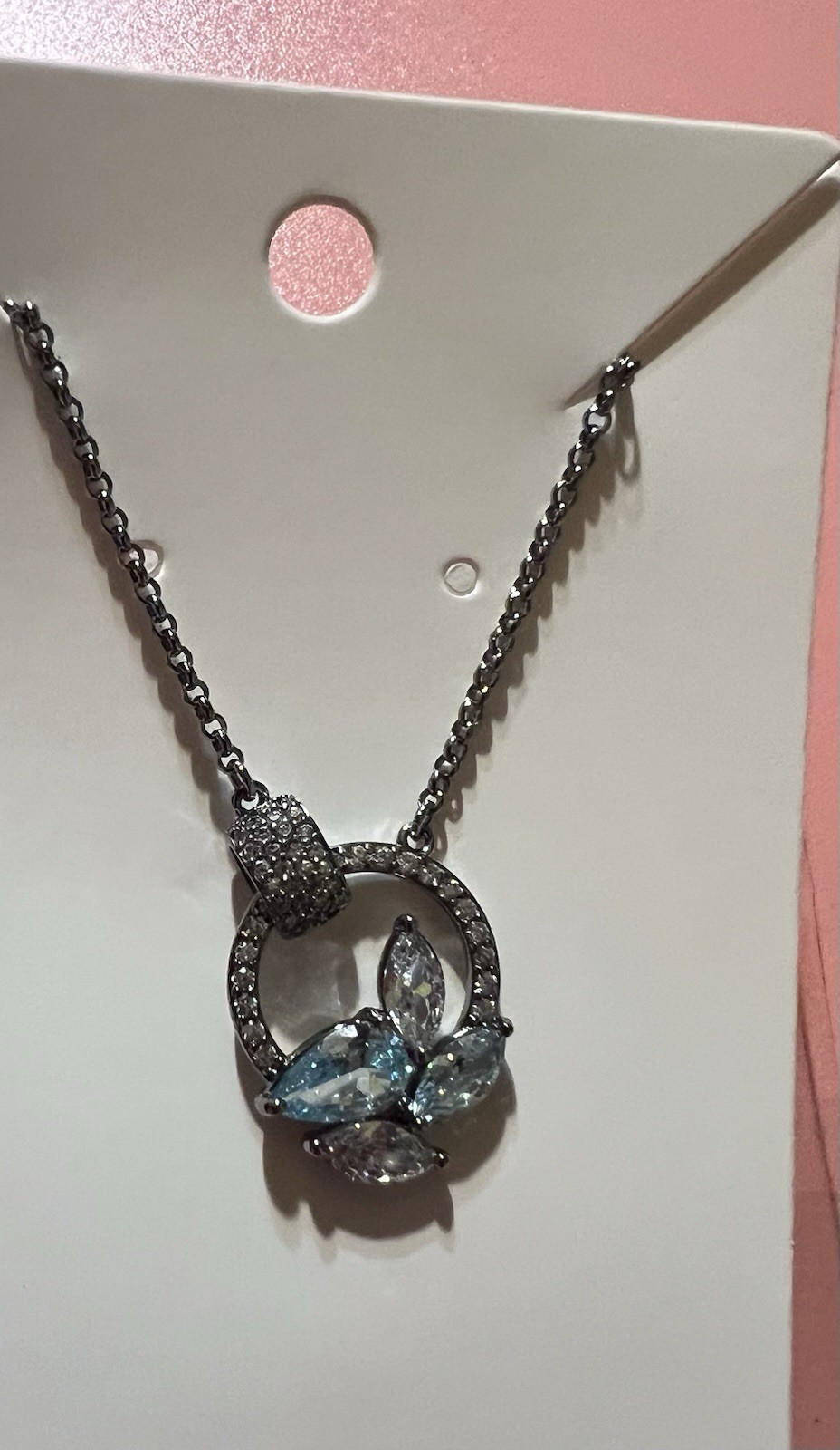BP Necklace Aquamarine and CZ on Hematite