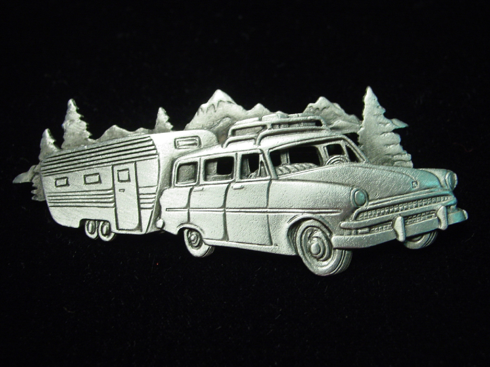 “JJ” Jonette Jewelry Silver Pewter ‘SUMMER Camping Trailer’ Pin