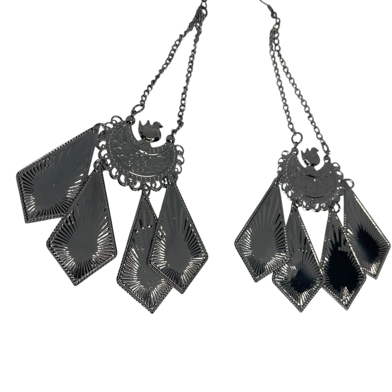 Black Tone Statement Drop Earrings Bird Animals Dangle Style Elegant Fashion