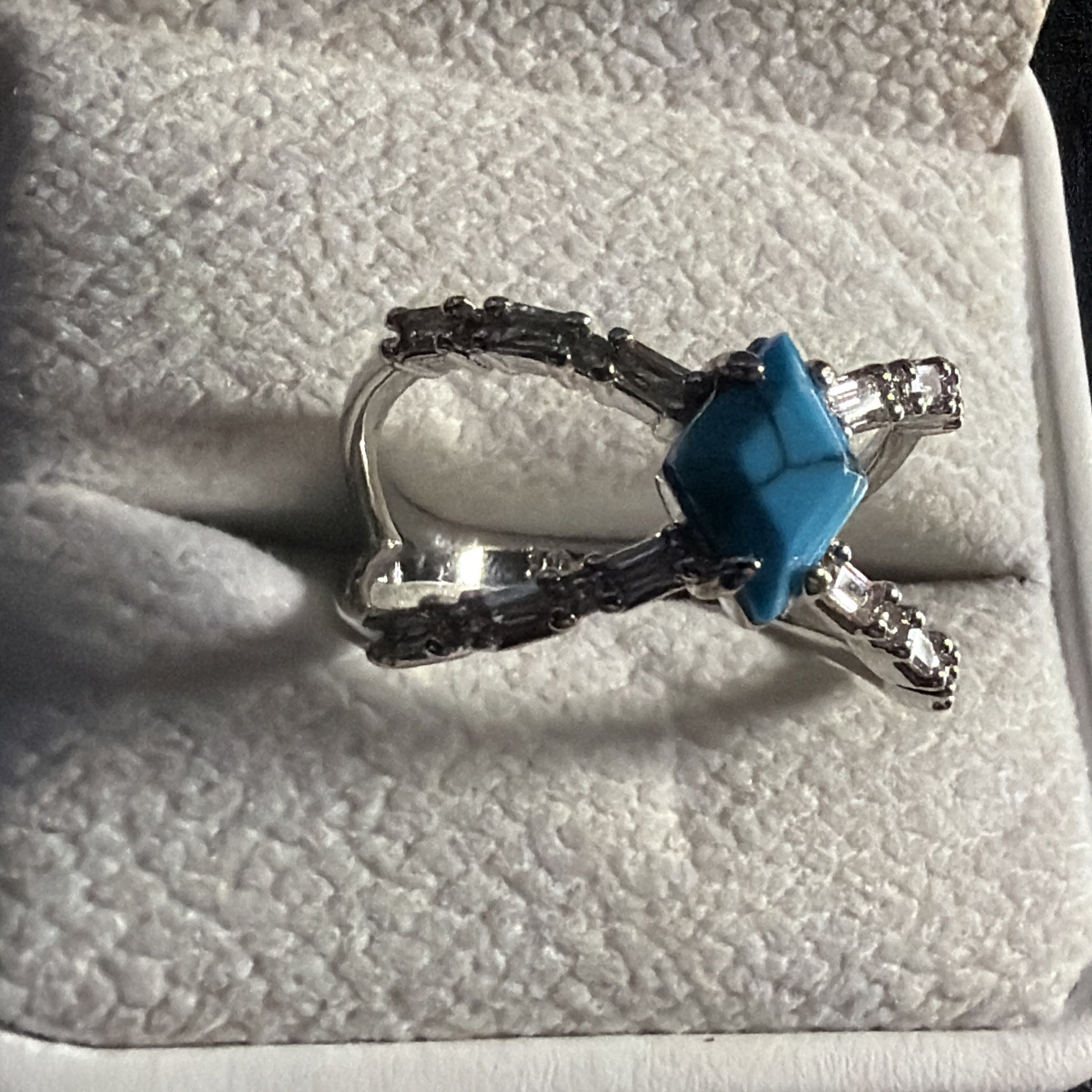Bomb Party December Ring Sz 10 “Here To Stun” RG68547 Turquoise on Rhodium