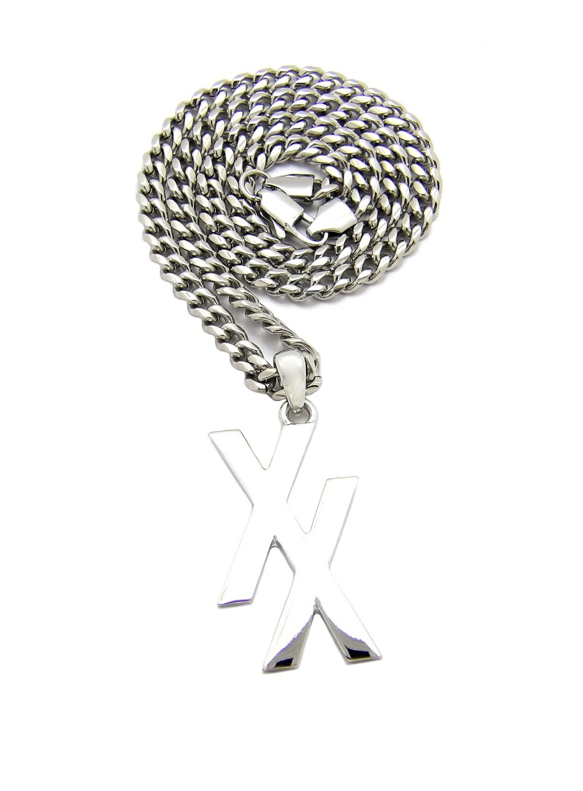 New XX Pendant 5mm/18″,20″,24″,30″ Stainless Steel Cuban Chain Necklace SRC8