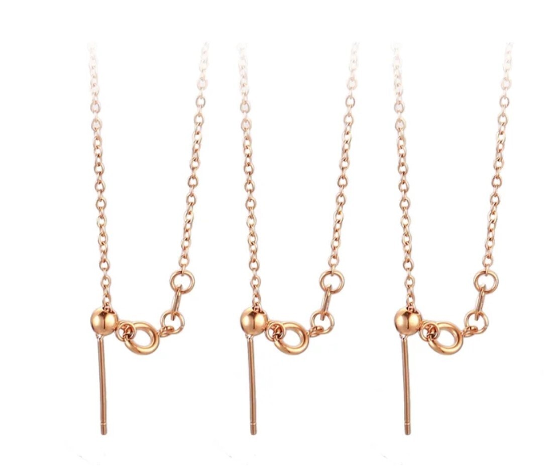 Rose Gold Stainless Steel Adjustable 45 cm (17.7 in) 1.5mm Link Chain Necklace