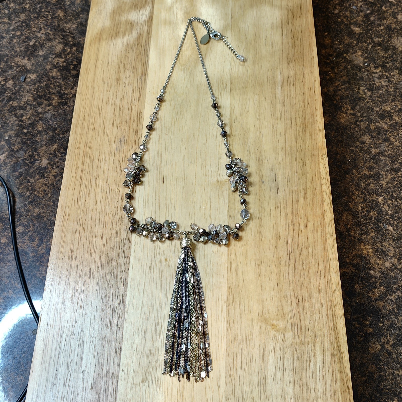 White House Black Market Fashion Necklace w/ Tassle Multi-chain Pendant 24-26″
