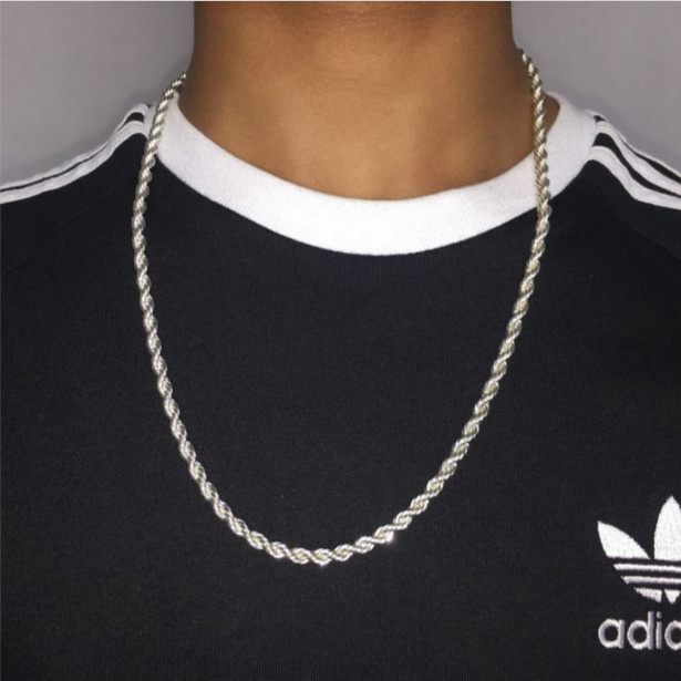 Diamond Cut Shiny 925 STERLING SILVER plated 4MM ITALIAN ROPE chain 28″ necklace