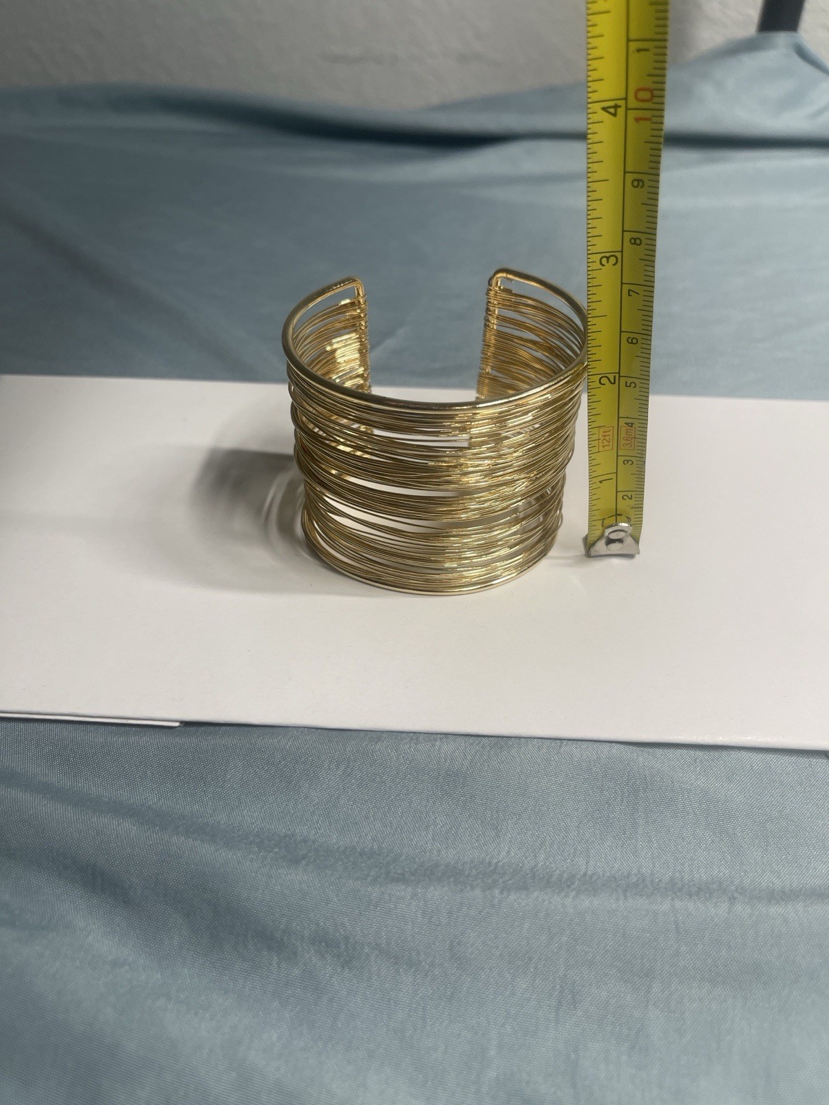 Gold Adjustable Wire Cuff Bracelet Metal Fashion Jewelry Less Than 8 in
