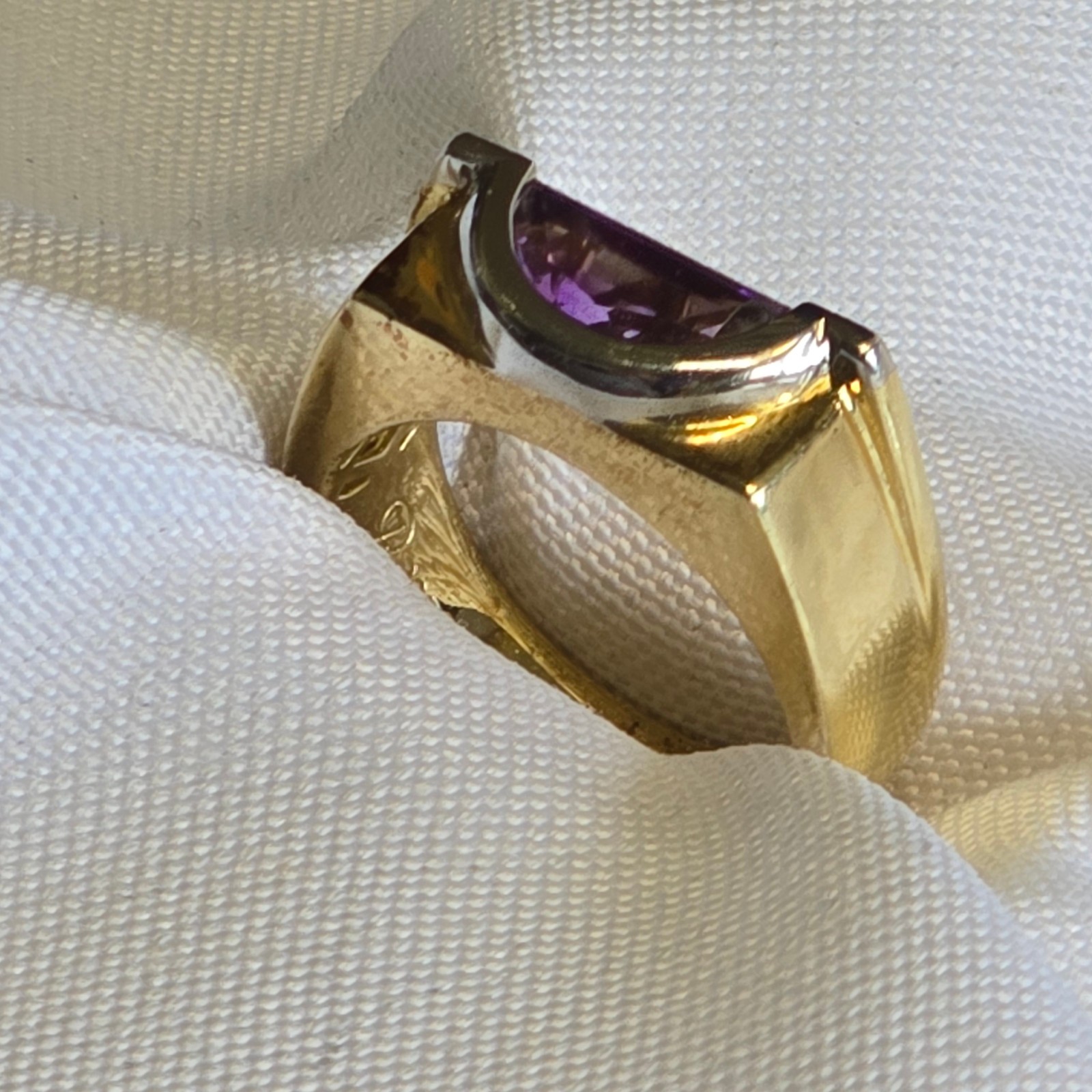 Sterling Silver Gold Vermeil Ring 9.61g Jewelry Size 10 Amethyst Color *READ*