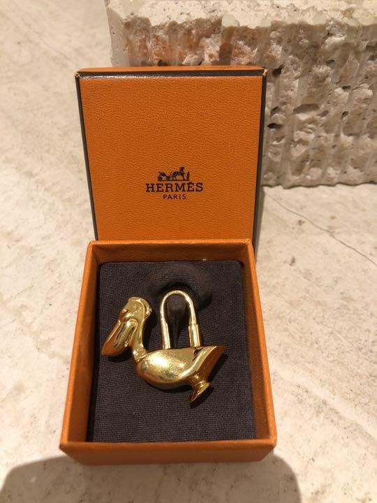 Hermès Vintage 1992 Cadena Pelican Padlock Charm Gold-Plated France Pre Owned