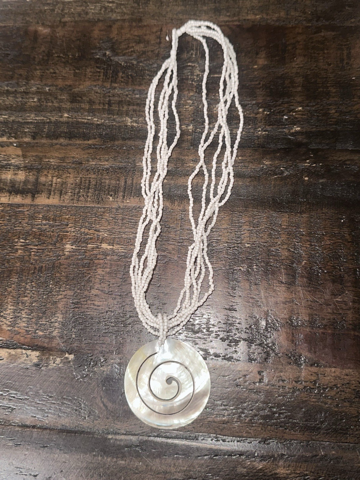 Iridescent Spiral Shell Necklace Coastal