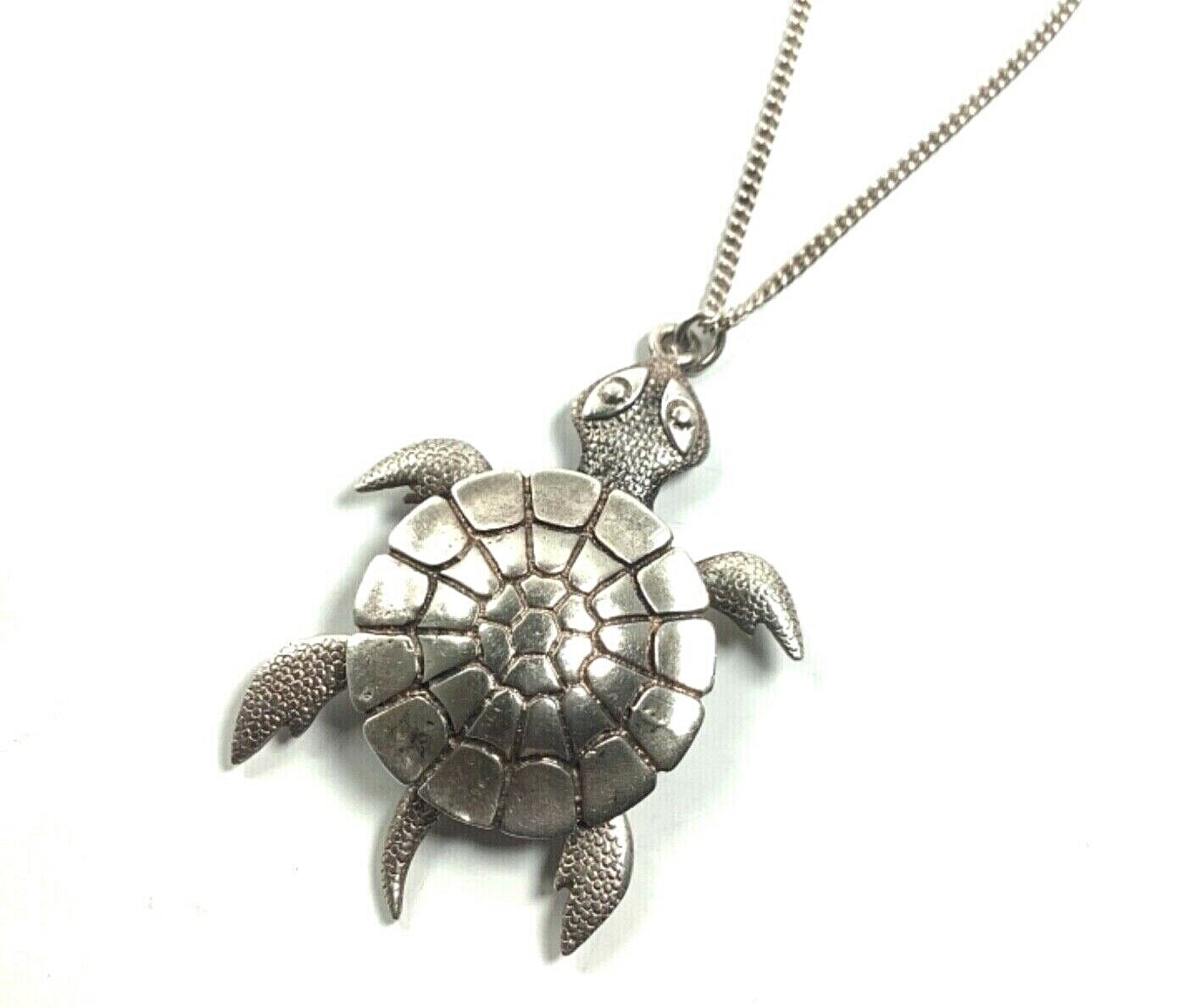 JC FERRARA Sterling Silver Articulating Turtle Pendant w/1.4mm Alpaca Chain, 20”