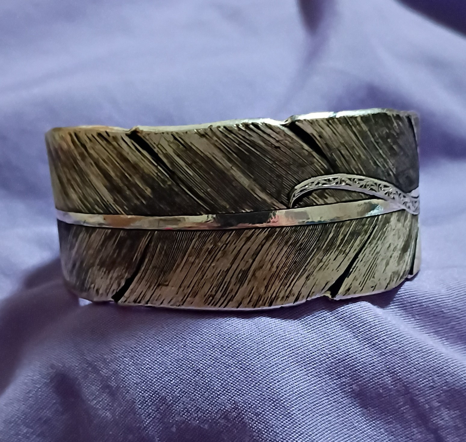 Montana Silversmiths Silver/Gold Tone Signed Cuff Bracelet, No Stone