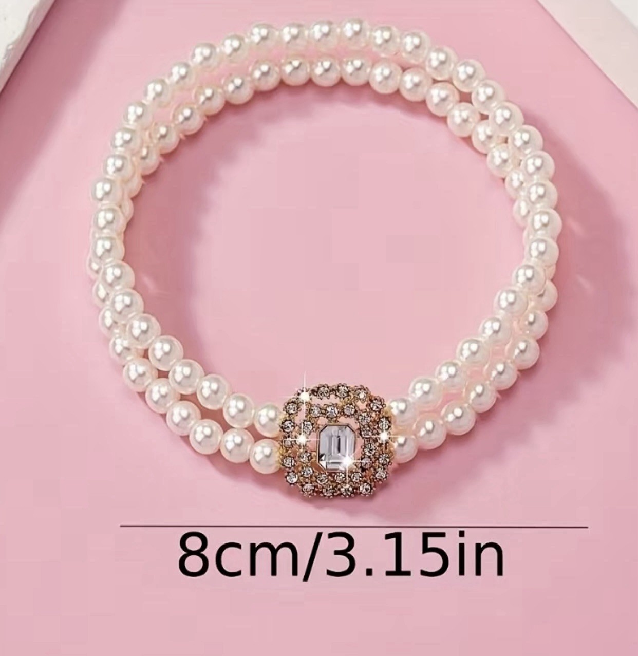 Stylish Double-Row Pearl Square Anklet # 0016 Velvet Box Included.