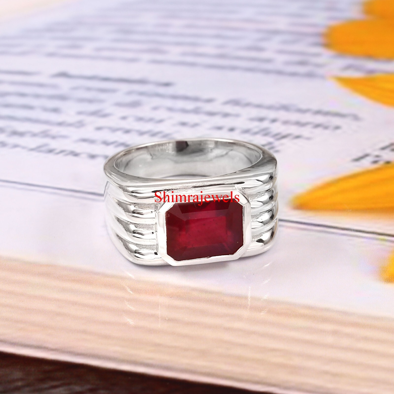Heated Ruby Gemstone With 925 Sterling Silver Ring for Men’s #1077