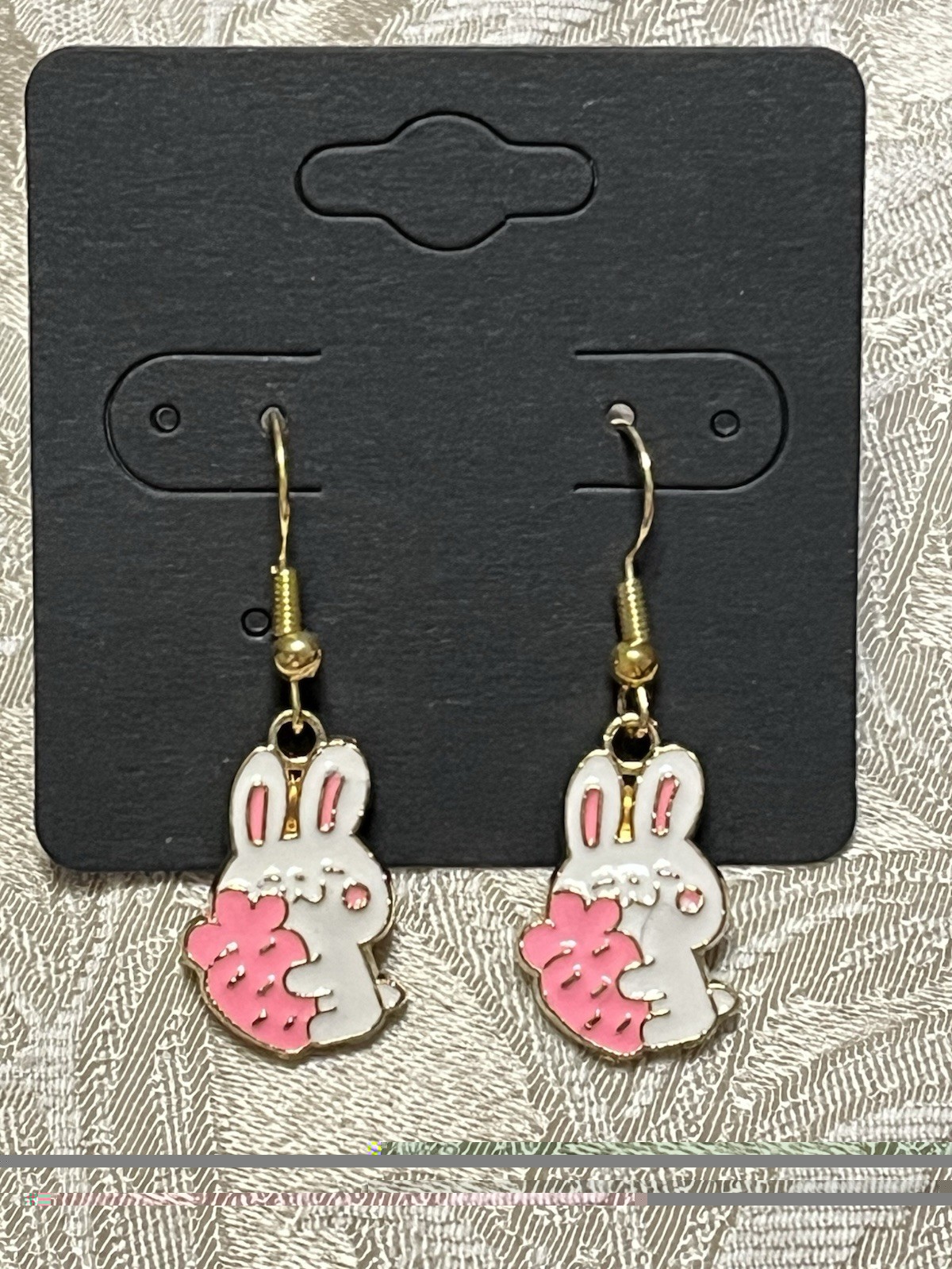 Cute Easter Bunny Eggs Charm Gold Drop Dangle Adorable Fashion Fun Earring Set