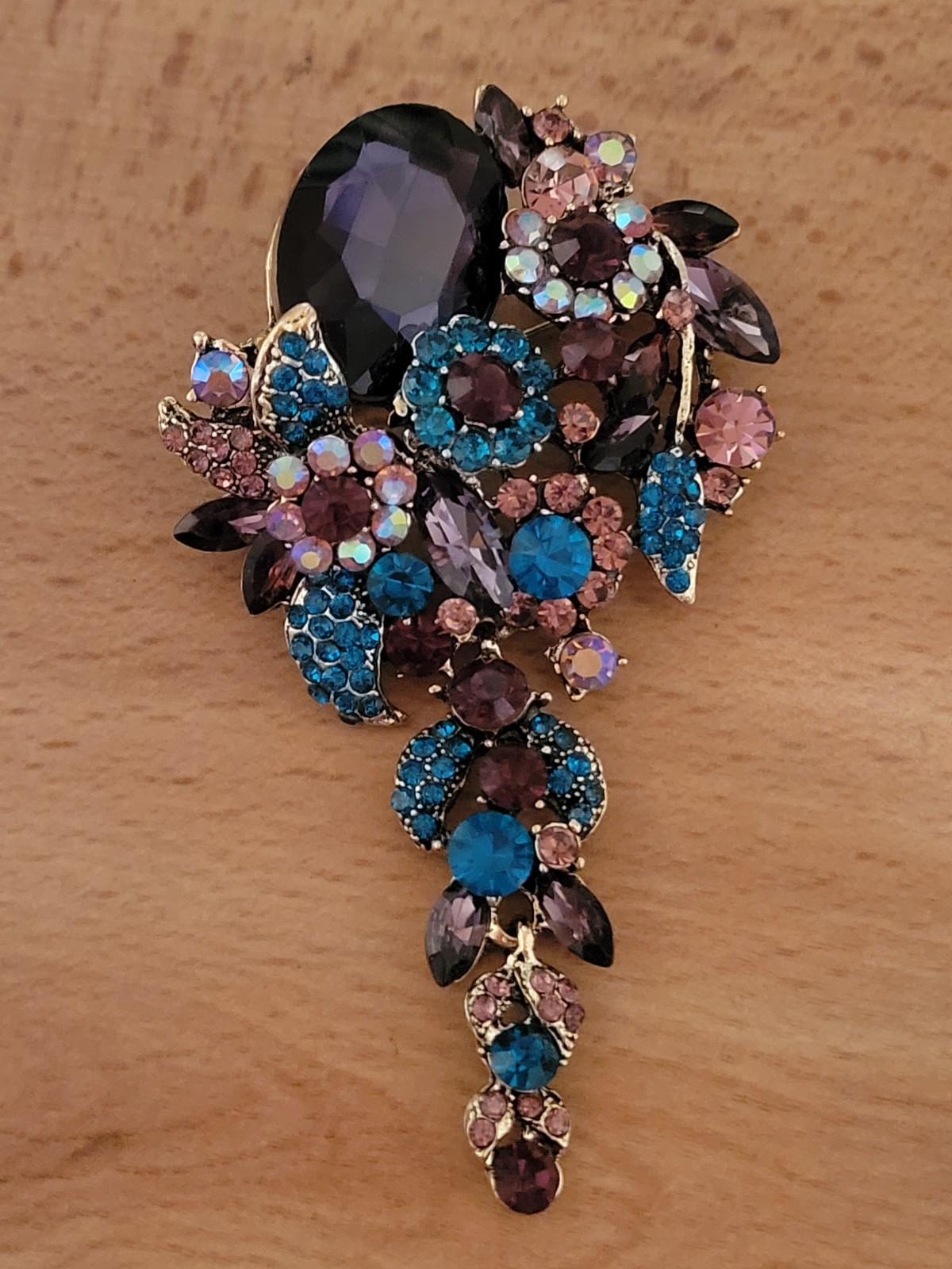 Huge 4.5″ Gorgeous Rhinestone Flower Stunning Brooch Pendant CA USA E450-3