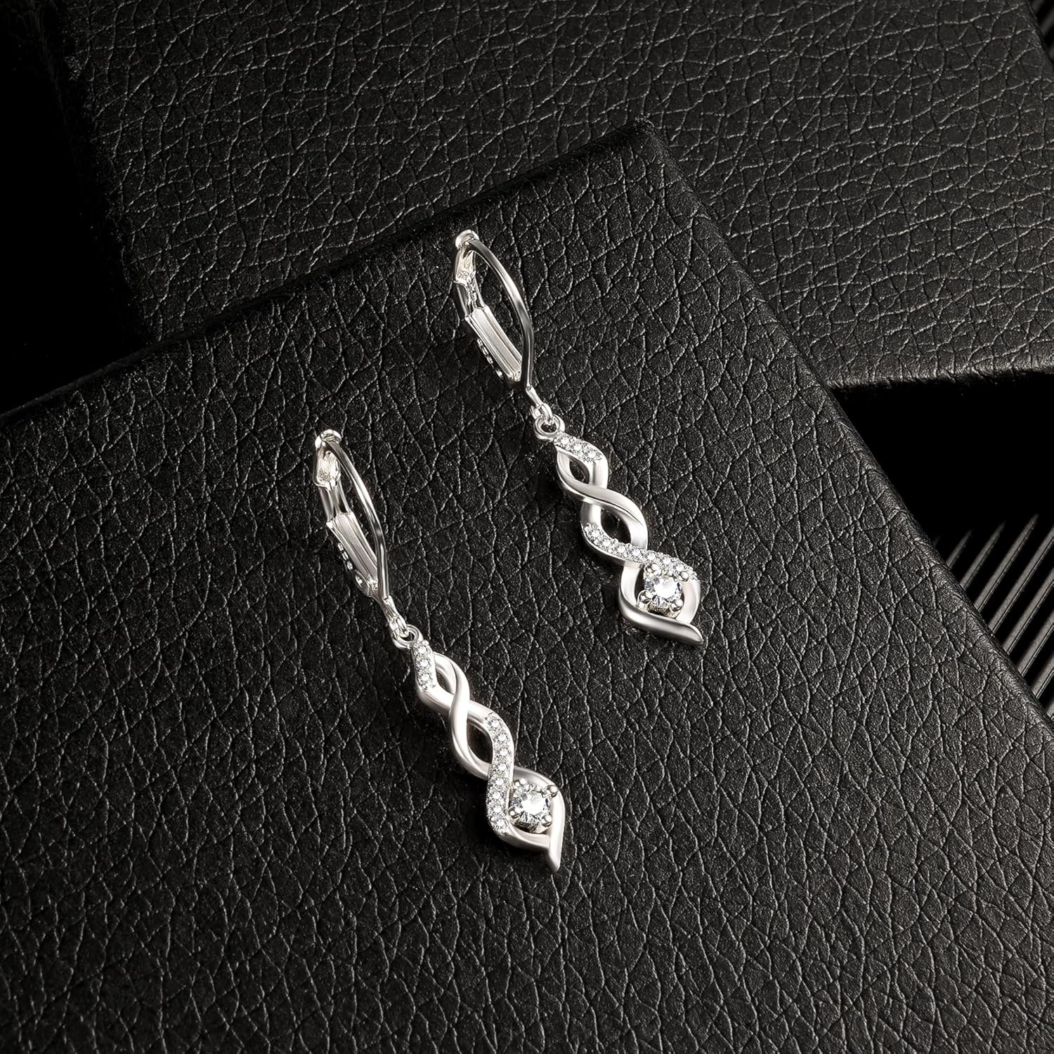 Sterling Silver Drop Dangle Earrings for Women Cubic Zirconia A-Silver