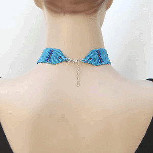 NATIVE BEADED TURQUOISE BLUE HANDCRAFTED CHOKER NECKLACE HOOK EARRINGS SET S18/6