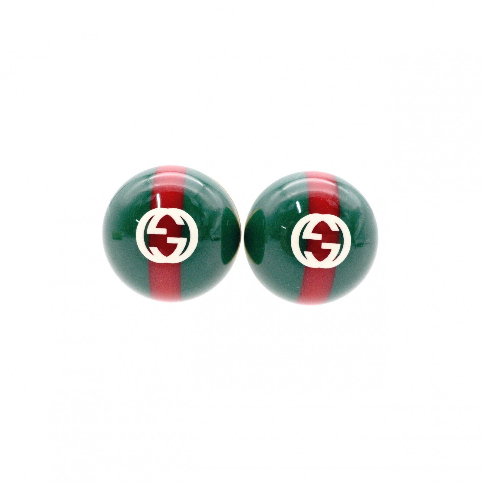 GUCCI Sherry Line Earrings Metal Plastic Green Red