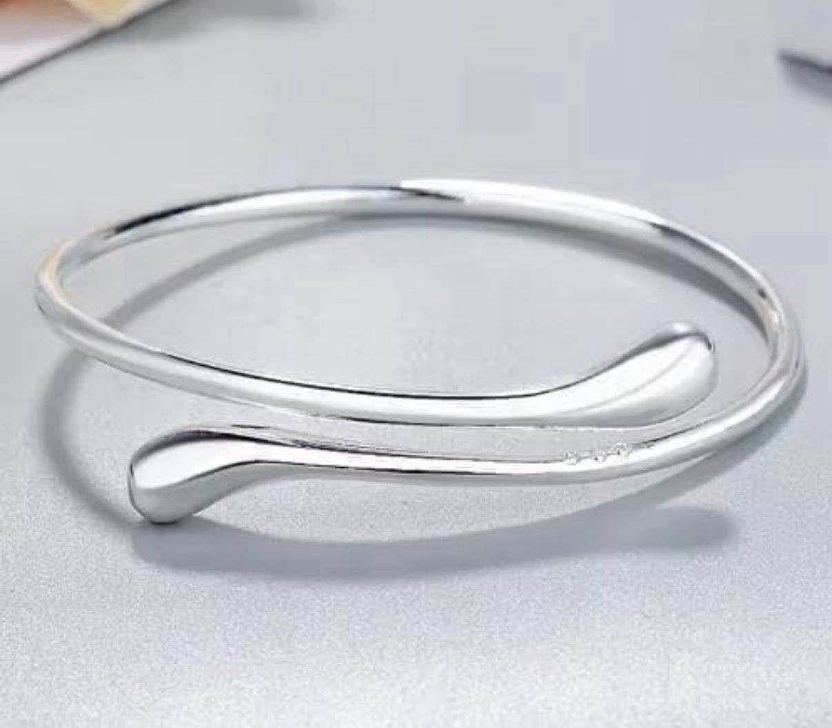 Minimalist Silver Cuff Bracelet Adjustable Open Bangle Women Fashion Jewelry