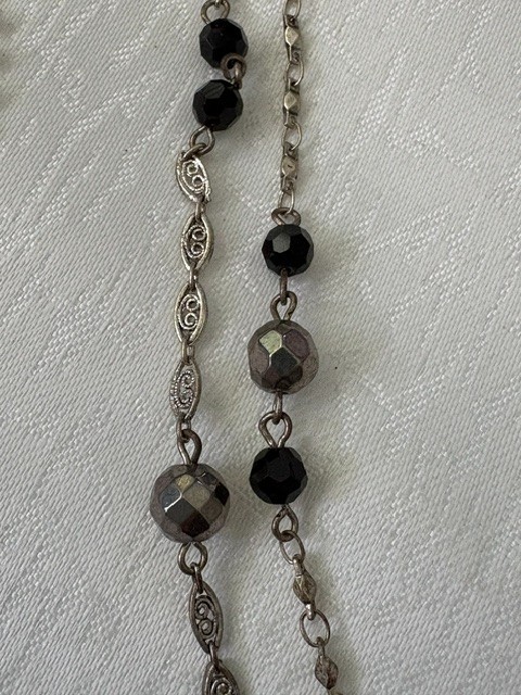 Ann Taylor LOFT 29” Double Chain Silvertone Filigree Necklace with Locket, 1.75″