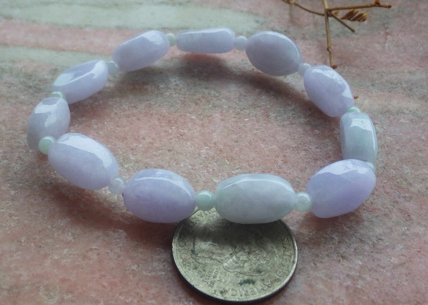 Video Certified Lavender Natural JADE JADEITE Bead Bangle Bracelet 132931 VS