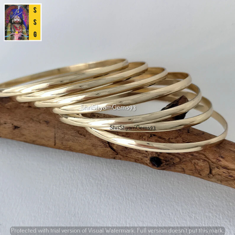 7 Set of Solid Brass Bangle Bracelet, Stacking Bangle Semanario Woman bangle