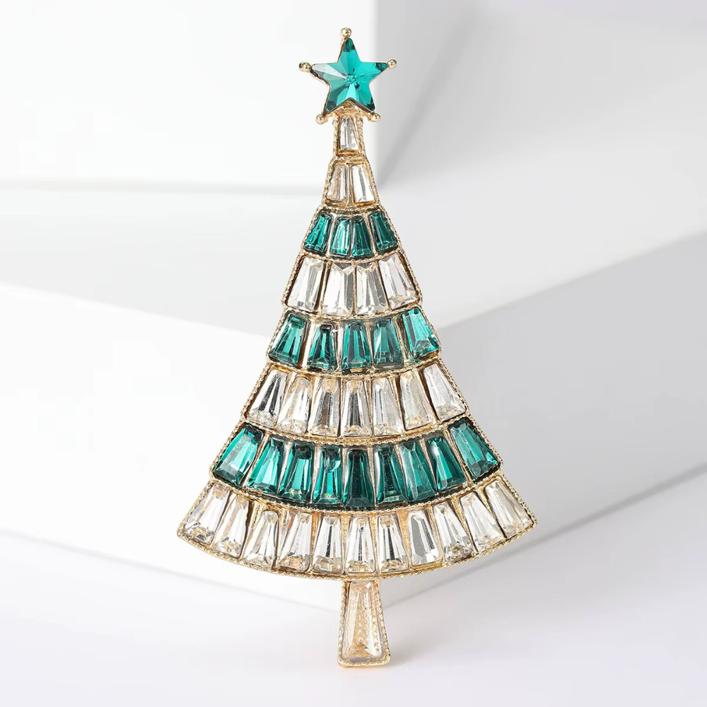 Vintage Luxury Shiny Rhinestone Vibrant Christmas TreeBrooch Badge Pin Gift