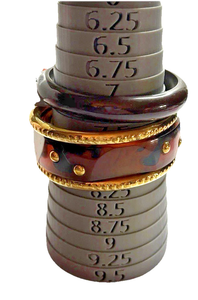 NWT Set of 4 Antika Hard Plastic 8” Brown & Gold Bangle Bracelets