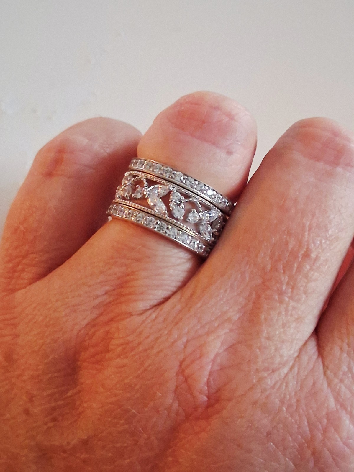 Designer 3 Ct Simulated Diamond 3-piece Eternity Band Ring Set Size 7 Sterling