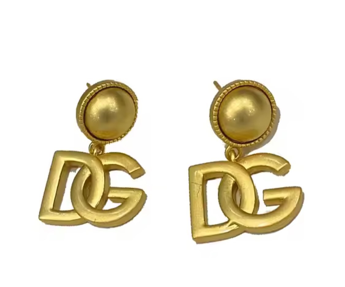 DOLCE & GABBANA D&G Gold Logo Earrings with box