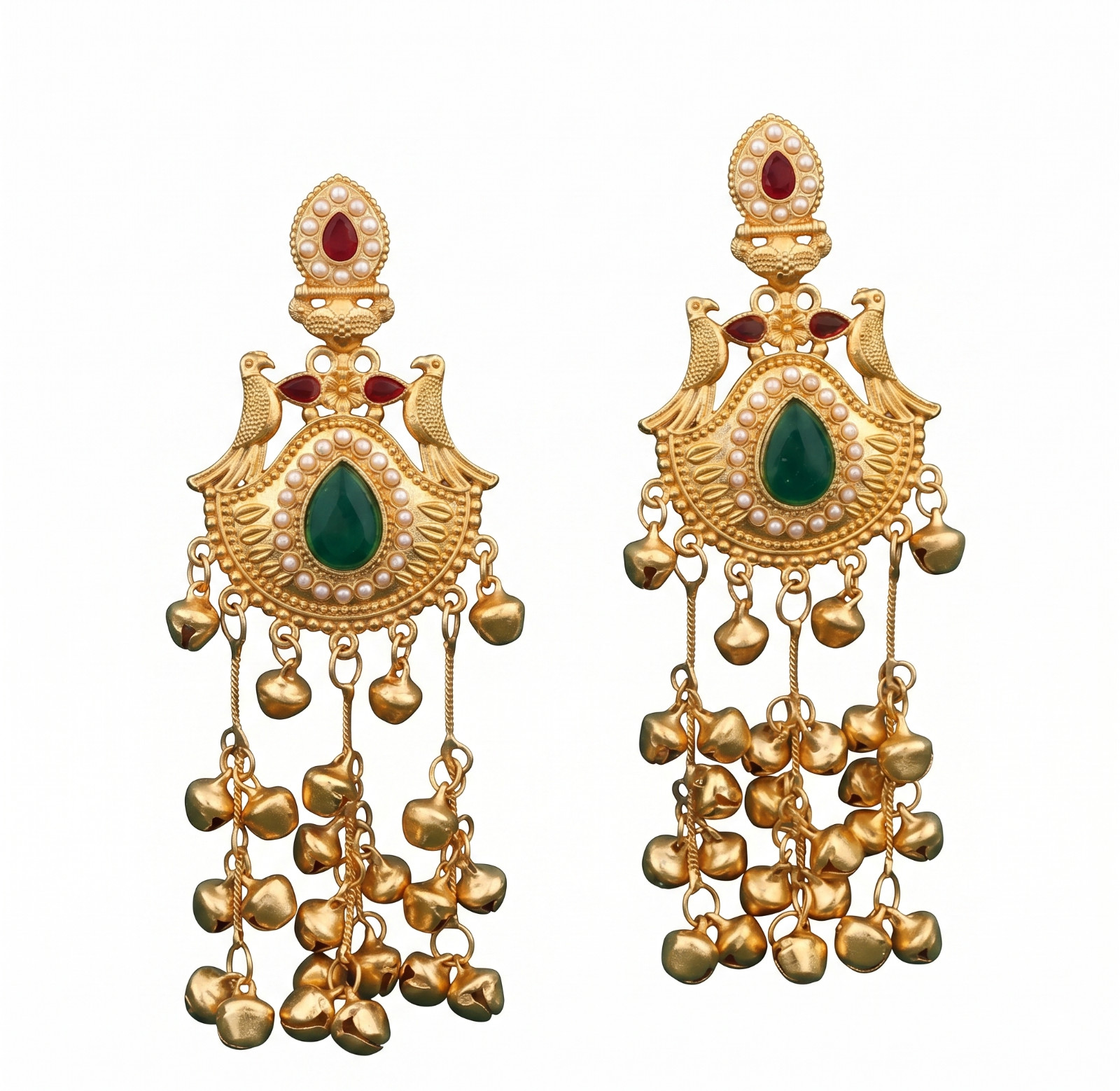 Indian Gold Plated Jhumka Bollywood kashmiri Earrings Peacock Drop Jewelry Gift