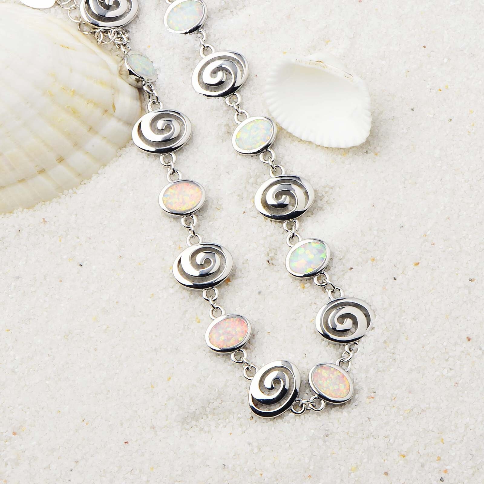 Hawaii White Opal Vortex Bracelet 925 Sterling Sliver Jewelry For Women Girls