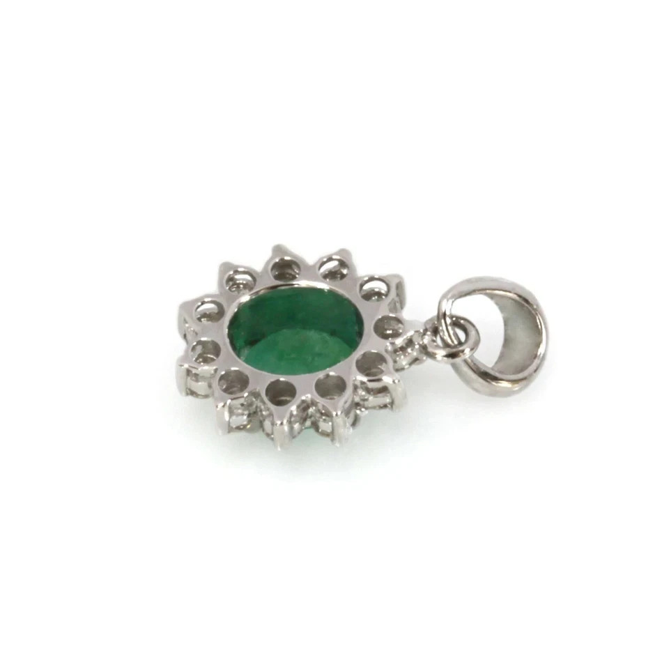 3.25 Ct Oval Cut Emerald Pendant Wedding Pendant 14k White Gold