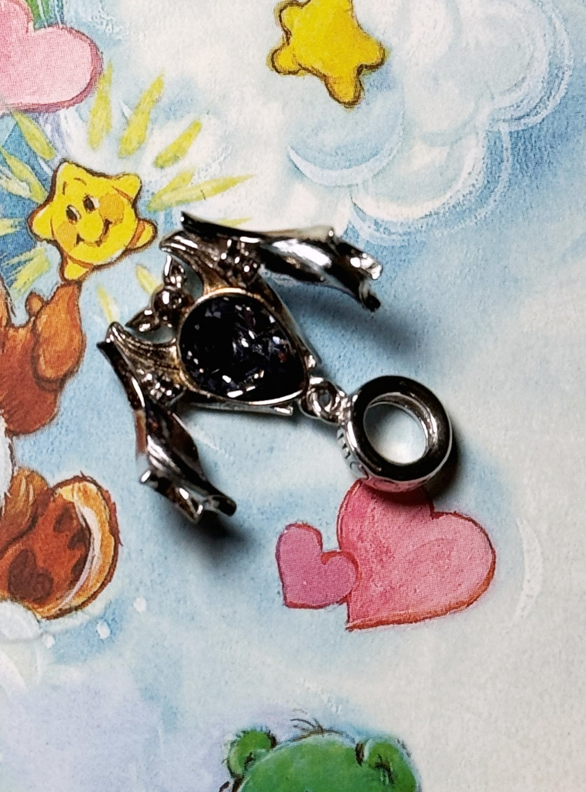 Gnoce Magical Vampire Bat Halloween Dangle Openable Charm Sterling Silver S925