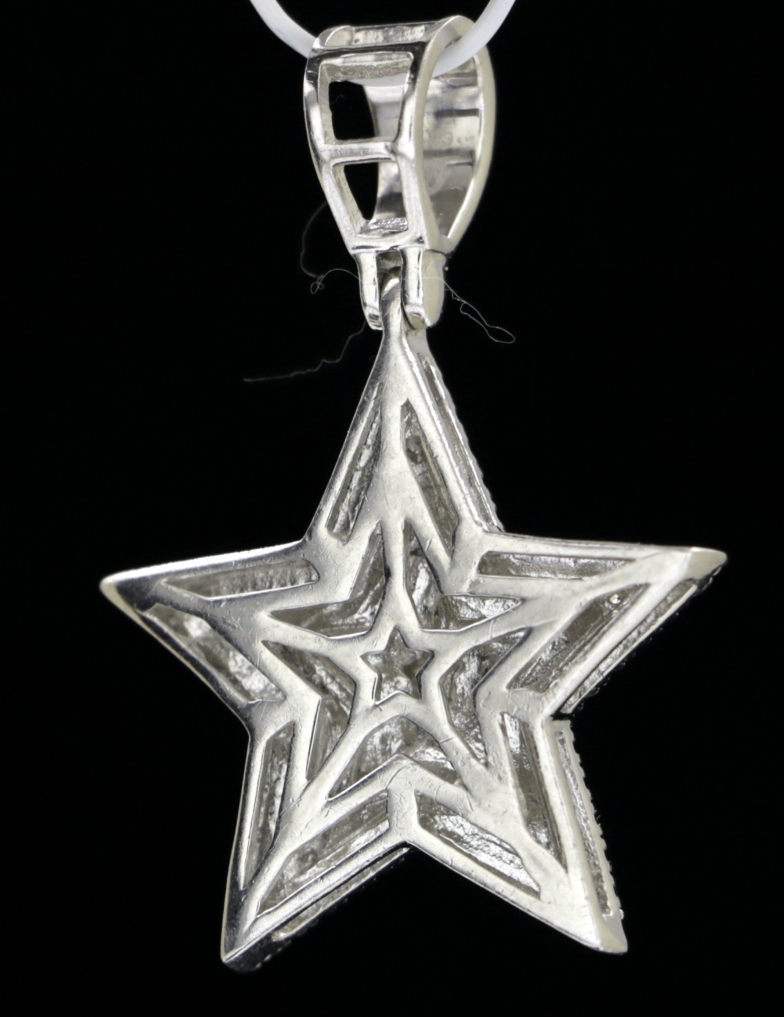 925 Ster. Silver STAR Pendant + CZ 30 x 22 mm 2.8 gr #1492