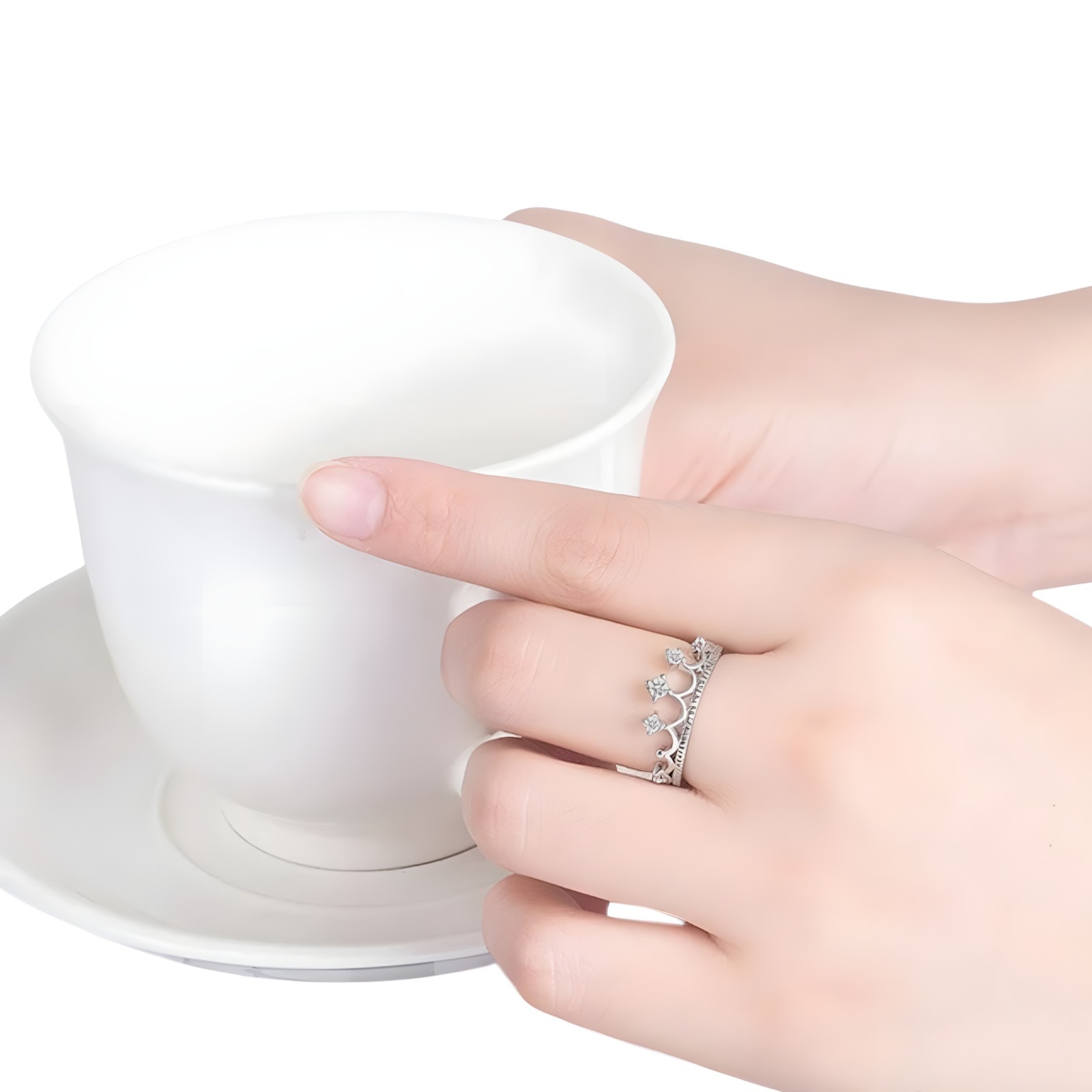 925 Sterling Silver Adjustable Crown Ring AAA Cubic Zirconia -Elegant Design 384