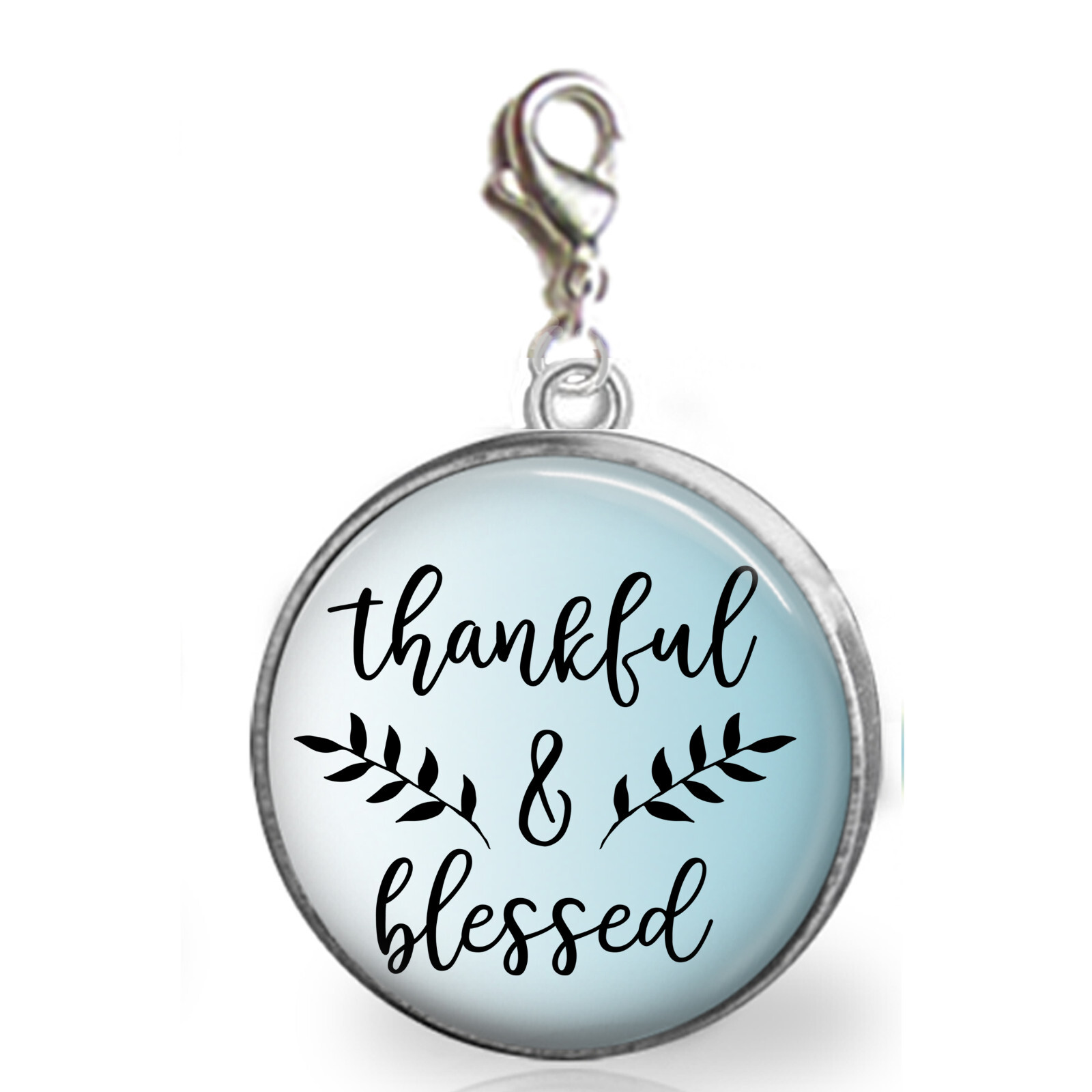 Thankful & Blessed Clip On Charm for Bracelet Zipper Pull Purse Charm Grateful